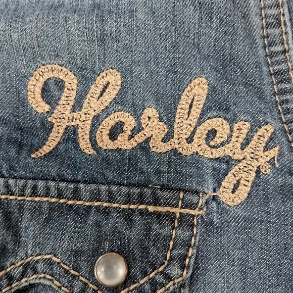 Denim Harley Davidson Western Shirt - Picture 3 of 12